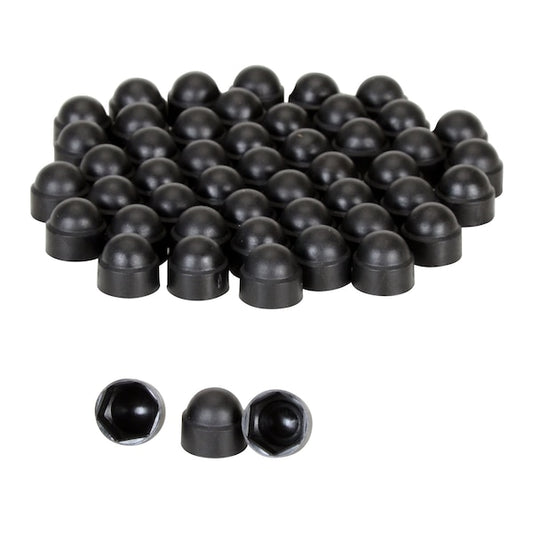 Vestil BC-BK-38-PK Hex Spoke Bolt Cap, 3/8 in Fits Bolt Dia, Black, Plastic Matte, 50 PK