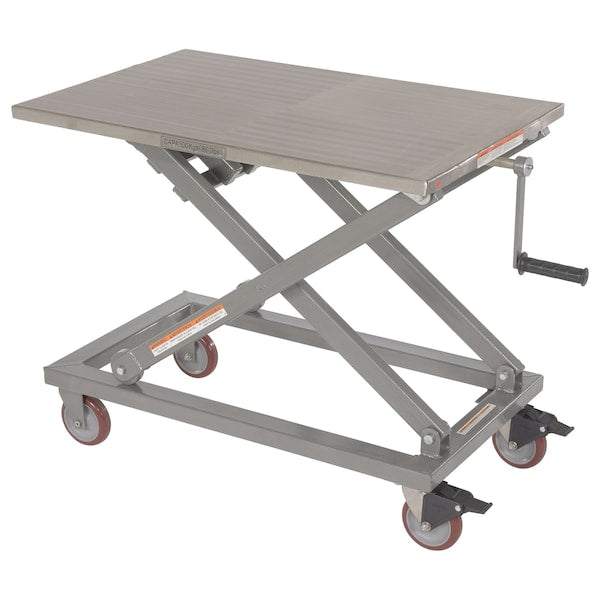 Vestil CART-660-M-PSS Mechanical Cart, Stainless Steel, 660 lb Load Capacity, 23.625"; 23.5" W, 39-1/4" H