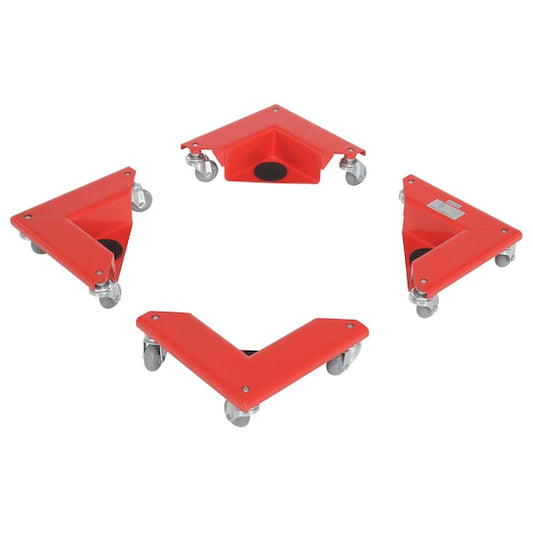 Vestil CMD-S-300-4PK Red Steel Corner Mover Dolly 1200 lb Capacity Per Set 4 Pack