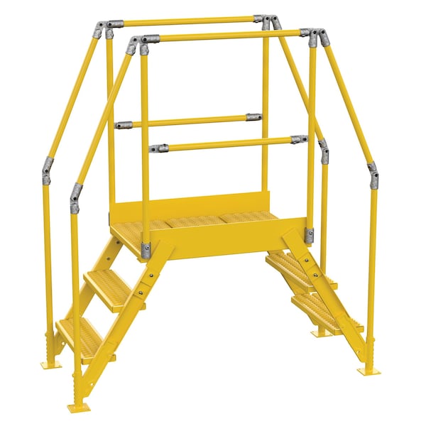 Vestil COL-3-26-23 3 Step Cross-Over Ladder 28"H x 26"W Yellow Powder Coat Steel