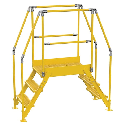 Vestil COL-3-26-23 3 Step Cross-Over Ladder 28"H x 26"W Yellow Powder Coat Steel