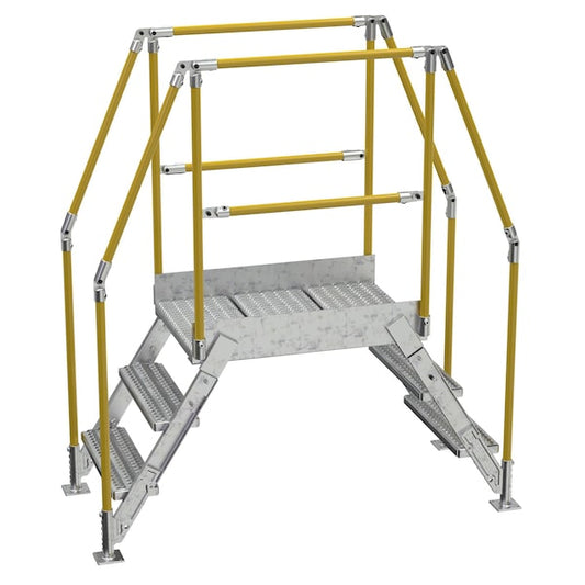 Vestil COL-3-26-23-HDG 3 Step Galvanized Steel Cross-Over Ladder 66.5"x72.15" 500lb Capacity