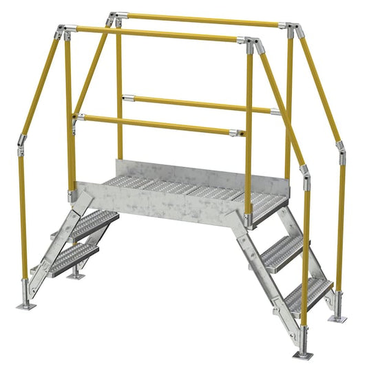 Vestil COL-3-26-33-HDG 3 Step Galvanized Steel Cross-Over Ladder 78"x72.15" 500lb Capacity