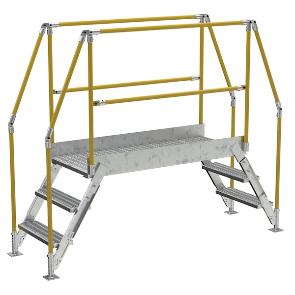 Vestil COL-3-26-44-HDG 3 Step Galvanized Steel Cross-Over Ladder 90.5"x72.15" 500lb Capacity