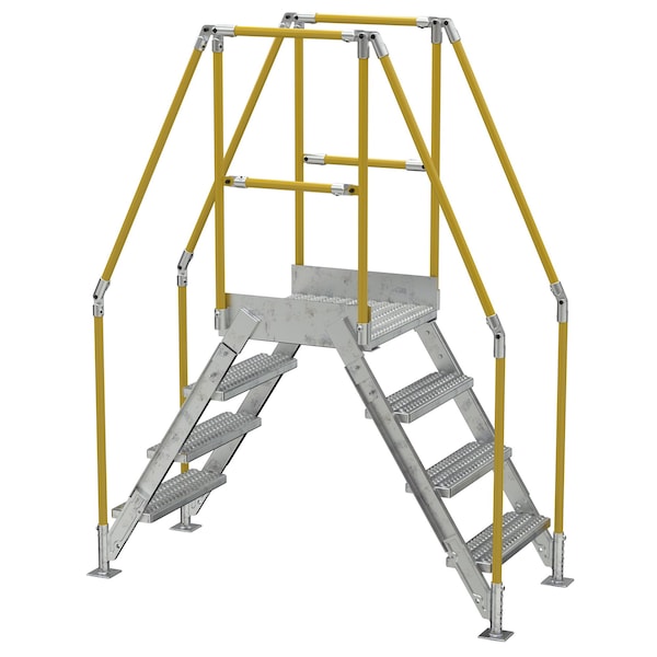 Vestil COL-4-36-14-HDG 4 Step Galvanized Steel Cross-Over Ladder 67"x82.15" 500lb Capacity