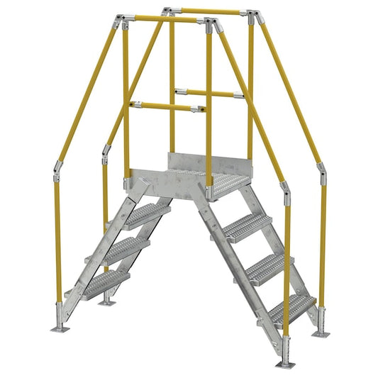 Vestil COL-4-36-14-HDG 4 Step Galvanized Steel Cross-Over Ladder 67"x82.15" 500lb Capacity