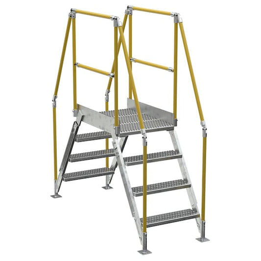 Vestil COL-4-36-23-HDG 4 Step Galvanized Steel Cross-Over Ladder 79"x82.15" 500lb Capacity