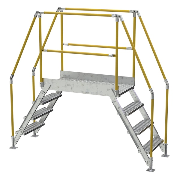 Vestil COL-4-36-33-HDG 4 Step Galvanized Steel Cross-Over Ladder 91"x82.15" 500lb Capacity