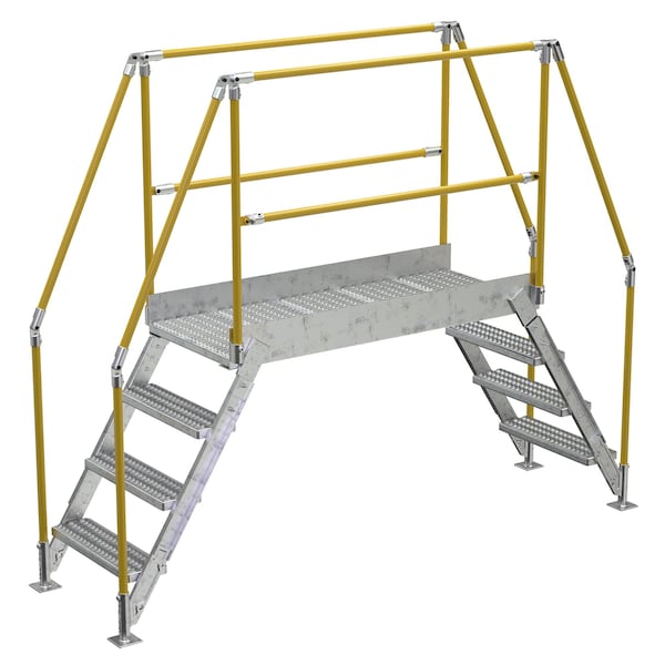 Vestil COL-4-36-44-HDG 4 Step Galvanized Steel Cross-Over Ladder 103"x82.15" 500lb Capacity