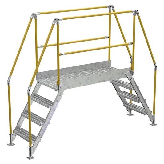 Vestil COL-4-36-44-HDG 4 Step Galvanized Steel Cross-Over Ladder 103"x82.15" 500lb Capacity