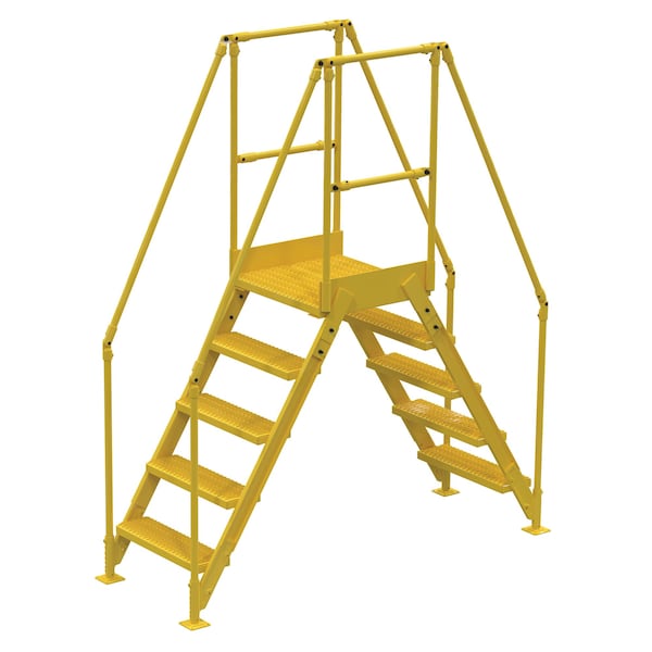 Vestil COL-5-46-14 5 Step Cross-Over Ladder 48"H x 14"W Yellow Powder Coat Steel