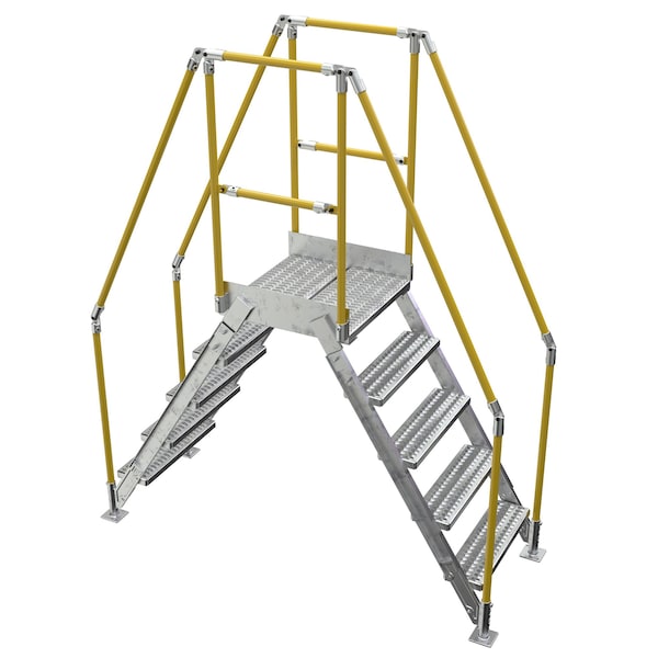 Vestil COL-5-46-14-HDG 5 Step Galvanized Steel Cross-Over Ladder 79.5"x92.15" 500lb Capacity