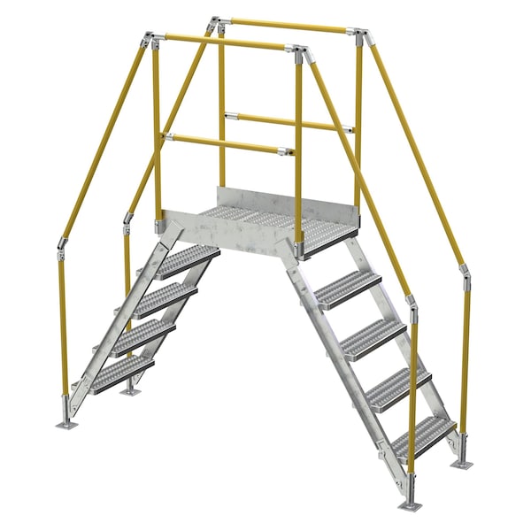 Vestil COL-5-46-23-HDG 5 Step Galvanized Steel Cross-Over Ladder 91.5"x92.15" 500lb Capacity