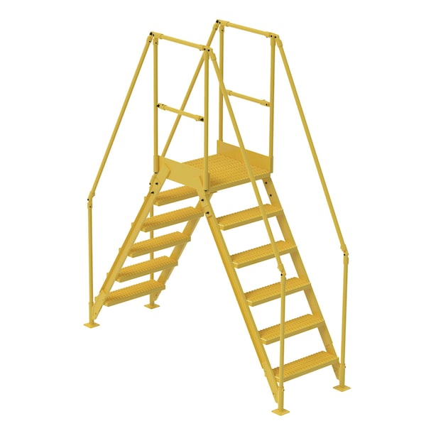 Vestil COL-6-56-14 6 Step Cross-Over Ladder 58"H x 14"W Yellow Powder Coat Steel