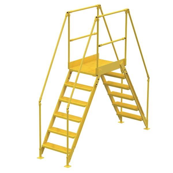Vestil COL-6-56-23 6 Step Cross-Over Ladder 58"H x 26"W Yellow Powder Coat Steel
