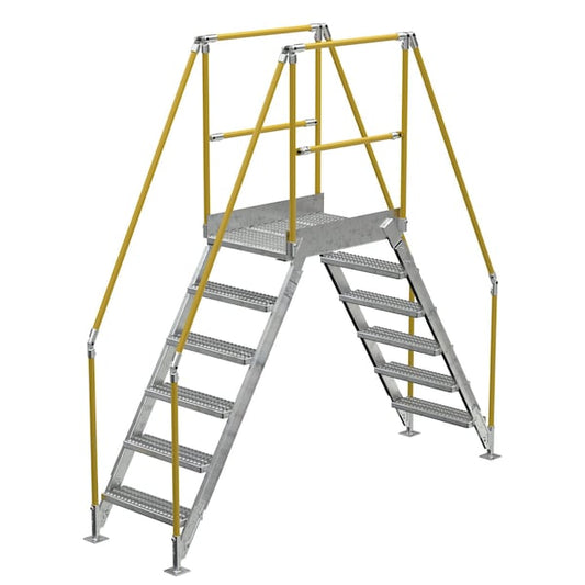 Vestil COL-6-56-23-HDG 6 Step Galvanized Steel Cross-Over Ladder 104"x102.5" 500lb Capacity