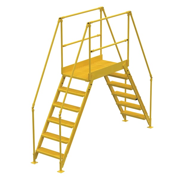 Vestil COL-6-56-33 6 Step Cross-Over Ladder 58"H x 38"W Yellow Powder Coat Steel