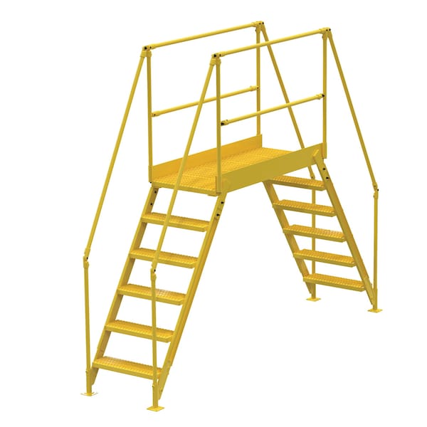 Vestil COL-6-56-44 6 Step Cross-Over Ladder 58"H x 50"W Yellow Powder Coat Steel