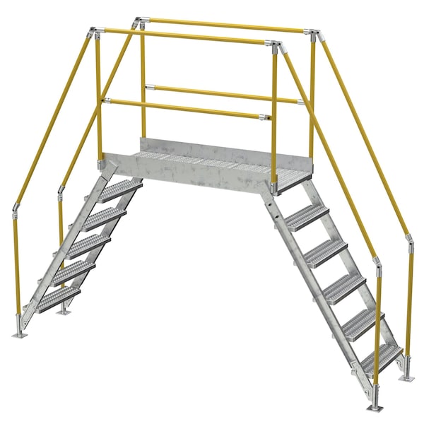 Vestil COL-6-56-44-HDG 6 Step Galvanized Steel Cross-Over Ladder 128"x102.5" 500lb Capacity