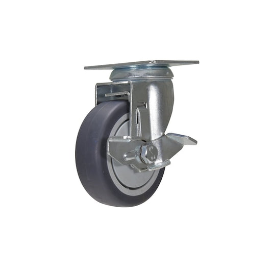 Vestil CST-B28-4X1TPR-SWB Dark Gray Swivel With Brake Thermoplastic Poly Rubber Caster 4 x 1 1/4