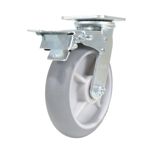 Vestil CST-VE-8X2TPR-SWTB Thermoplastic Rubber Swivel With Total Brake Caster 8 In. x 2 In. 705 lb Light Gray