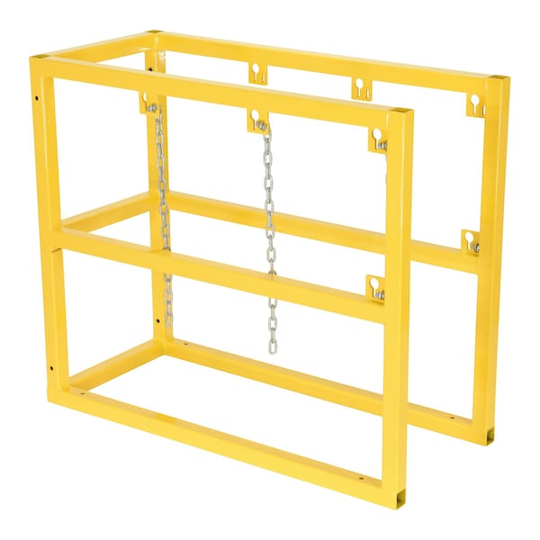Vestil CYL-FMSR-3 Yellow Powder Coat Steel Cylinder Barricade Rack 3 Cylinder Capacity