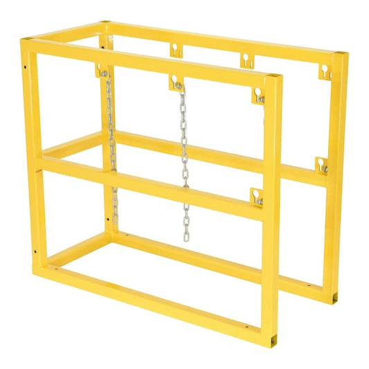 Vestil CYL-FMSR-3 Yellow Powder Coat Steel Cylinder Barricade Rack 3 Cylinder Capacity