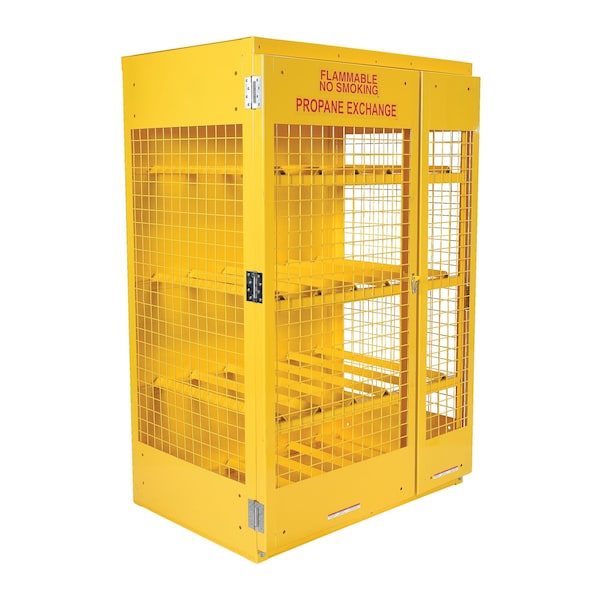 Vestil CYL-H-12 Yellow Cylinder Cabinet Horizontal 12 Cylinder Capacity