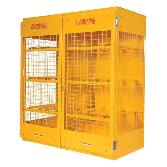 Vestil CYL-H-16 Yellow Cylinder Cabinet Horizontal 16 Cylinder Capacity