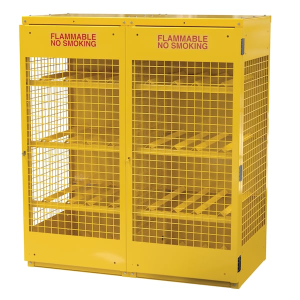 Vestil CYL-H-16-KD Yellow Cylinder Cabinet Horizontal 16 Cylinder Capacity Knock Down