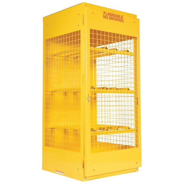 Vestil CYL-H-8 Yellow Cylinder Cabinet Horizontal 8 Cylinder Capacity