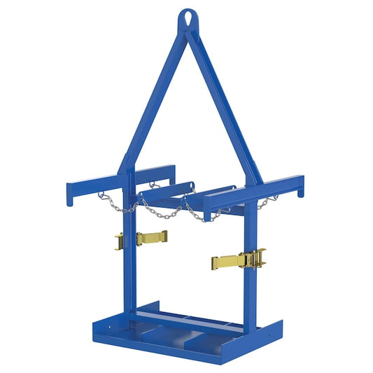 Vestil CYL-P-6-LUG Blue 6 Cylinder Caddy with Overhead Lifting Assembly 800 lb Capacity