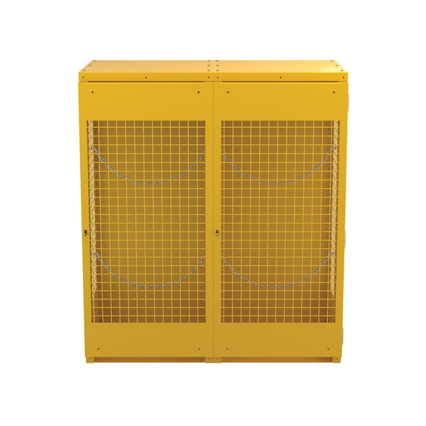 Vestil CYL-V-1020-KD Vertical Cylinder Storage Cabinet, 10-20 Cylinder Capacity, Yellow, Depth: 60"