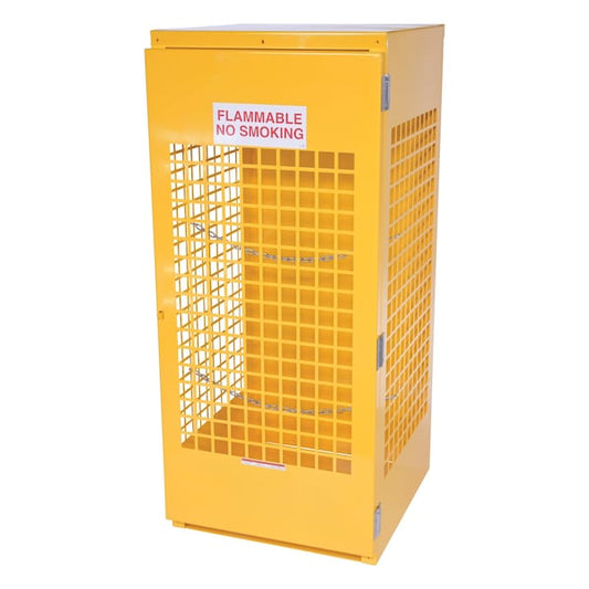 Vestil CYL-V-510 Vertical Cylinder Storage Cabinet, 5-10 Cylinder Capacity, Yellow, Depth: 30"