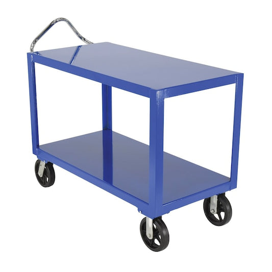 Vestil DH-MR2-2448 Ergo Handle Cart, Steel, 2400 lb Load Capacity, 2 Shelves, 60" L, 30" W
