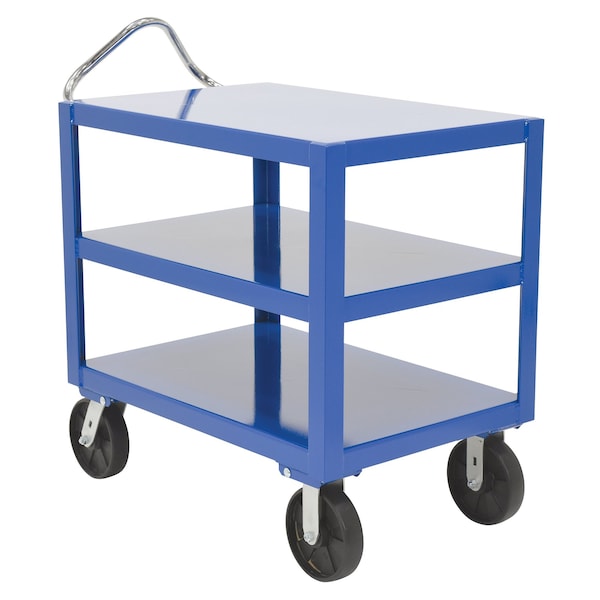 Vestil DH-PH4-2436-3 Ergo Handle Cart - Extra Heavy Duty, Steel, 4000 lb Load Capacity, 3 Shelves, 24.5" W