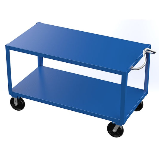 Vestil DH-PH4-3060 Blue Ergo-Handle Cart 2 Shelf Glass-Filled Nylon Casters 4000 lb 30x60
