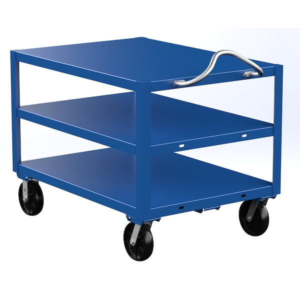 Vestil DH-PH4-3448-3 Heavy Duty Ergo Handle Cart, Steel, 4000 lb Load Capacity, 3 Shelves, 48" L, 34" W