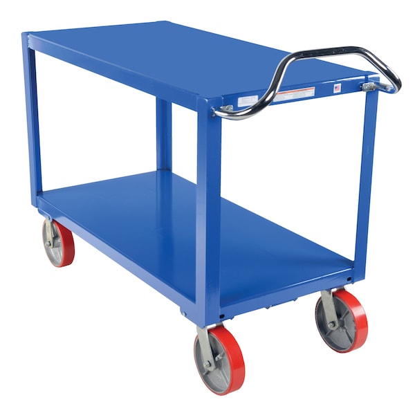 Vestil DH-PU2.4-3060 Ergo Handle Cart, Steel, 4000 lb Load Capacity, 2 Shelves, 30.5" W