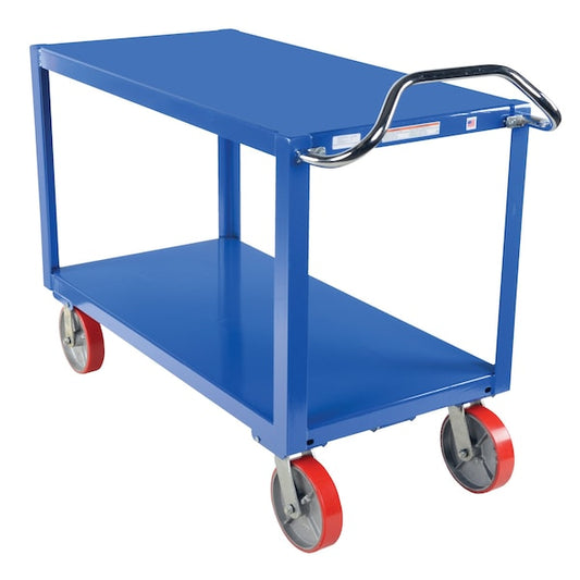 Vestil DH-PU2.4-3060 Ergo Handle Cart, Steel, 4000 lb Load Capacity, 2 Shelves, 30.5" W