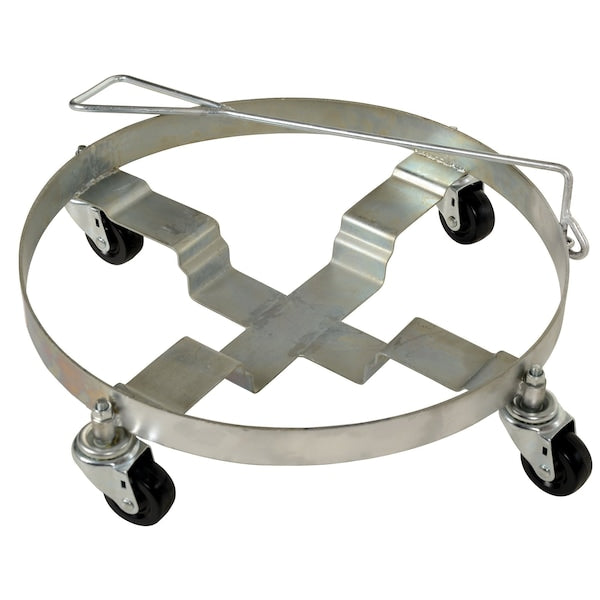 Vestil DRUM-DRH-HR Silver Drum Dolly Round With Handle 1000 lb Hard Rubber Casters