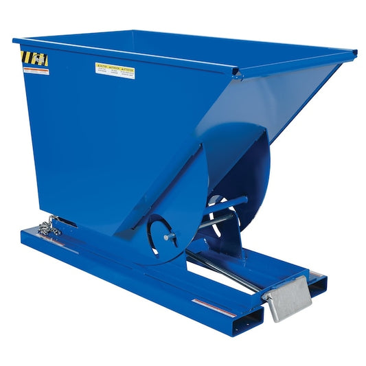 Vestil D-75-HD Steel Heavy Duty Self Dumping Hopper 3/4 Cubic Yard 6000 Lb. Capacity Blue