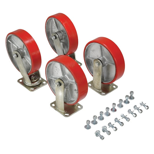 Vestil D-CK4-PU8-2 8"X2" POLY-ON-STEEL CASTER KIT 5000# CAP, PK4