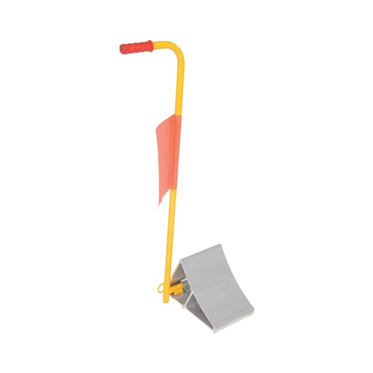 Vestil EALUM-7-H-FL Alum. Whl. Chock with Hdl. and Flag