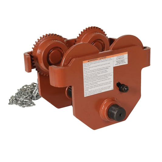 Vestil E-MT-6-C Low Profile Eye Manual Trolley - Geared