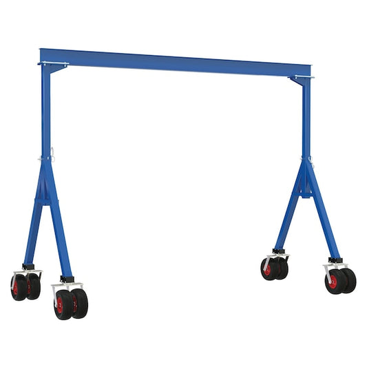 Vestil FHS-4-15-PNU Steel Fixed Height Gantry Crane with Pneumatic Rubber Casters 15 Ft. 4000 Lb. Capacity Blue