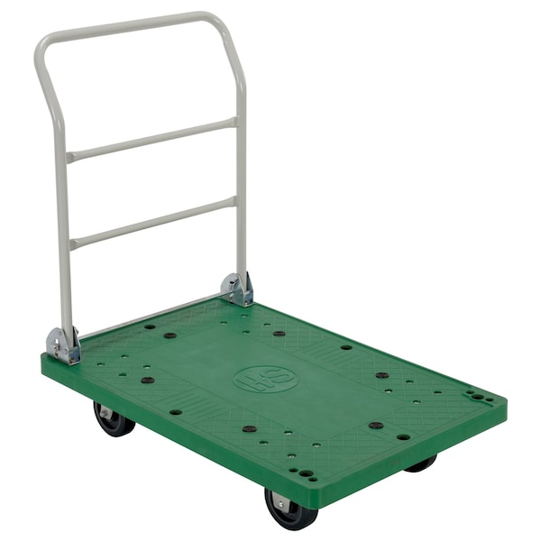 Vestil FPT-2537 Folding Handle Plastic Platform Truck 500 lb Poly-On-Poly 36 x 24