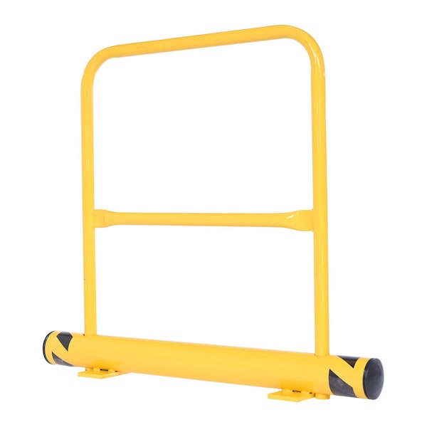 Vestil FSBOL-48-HR Steel Floor Stop Bollard 48 In. Length with 42 In. Height With Handrail Yellow
