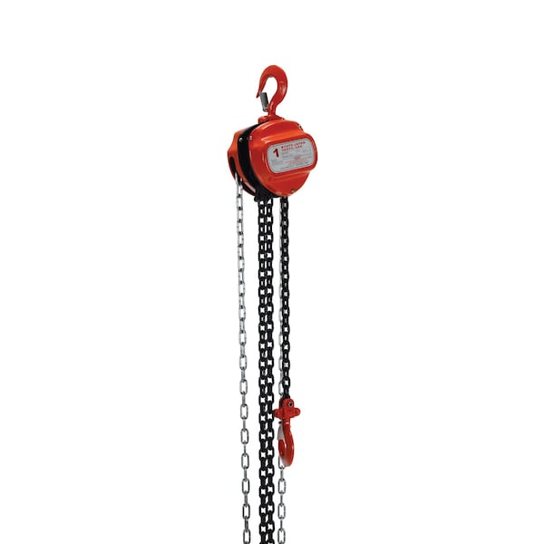 Vestil HCH-2-10 Steel Manual Chain Hoist, 10' Lift, 2000 lb Capacity, Orange