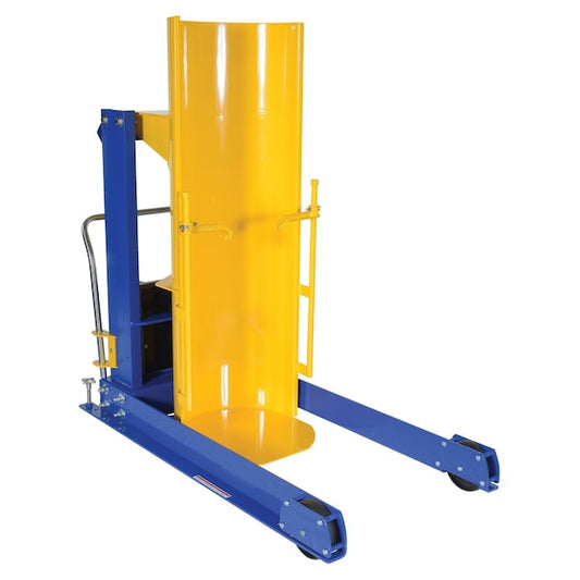 Vestil HDD-36-10-P Steel Portable Hydraulic Drum Dumper, 36" Dump Height, 1000 lb Capacity, Blue/Yellow